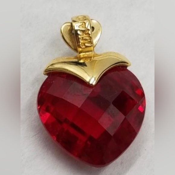 Genuine Sapphire Heart pendant w/ diamond accent on 10k solid gold - Picture 3 of 6